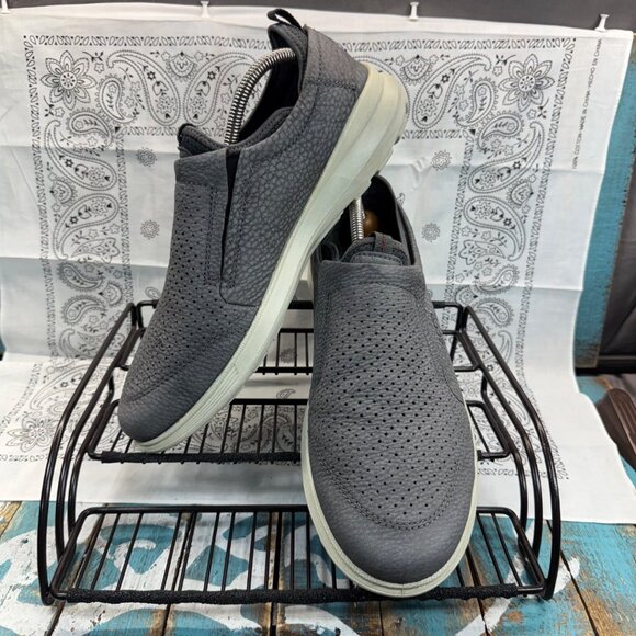 ECCO Men's Transit Slip On Fashion/Casual Gray Perf Leather Sneaker Mens 44/10 - Picture 1 of 10
